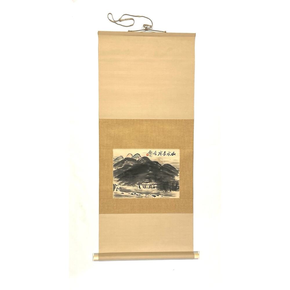 Asian kakajiku Landscape Painting hanging scroll 19”x 45”
